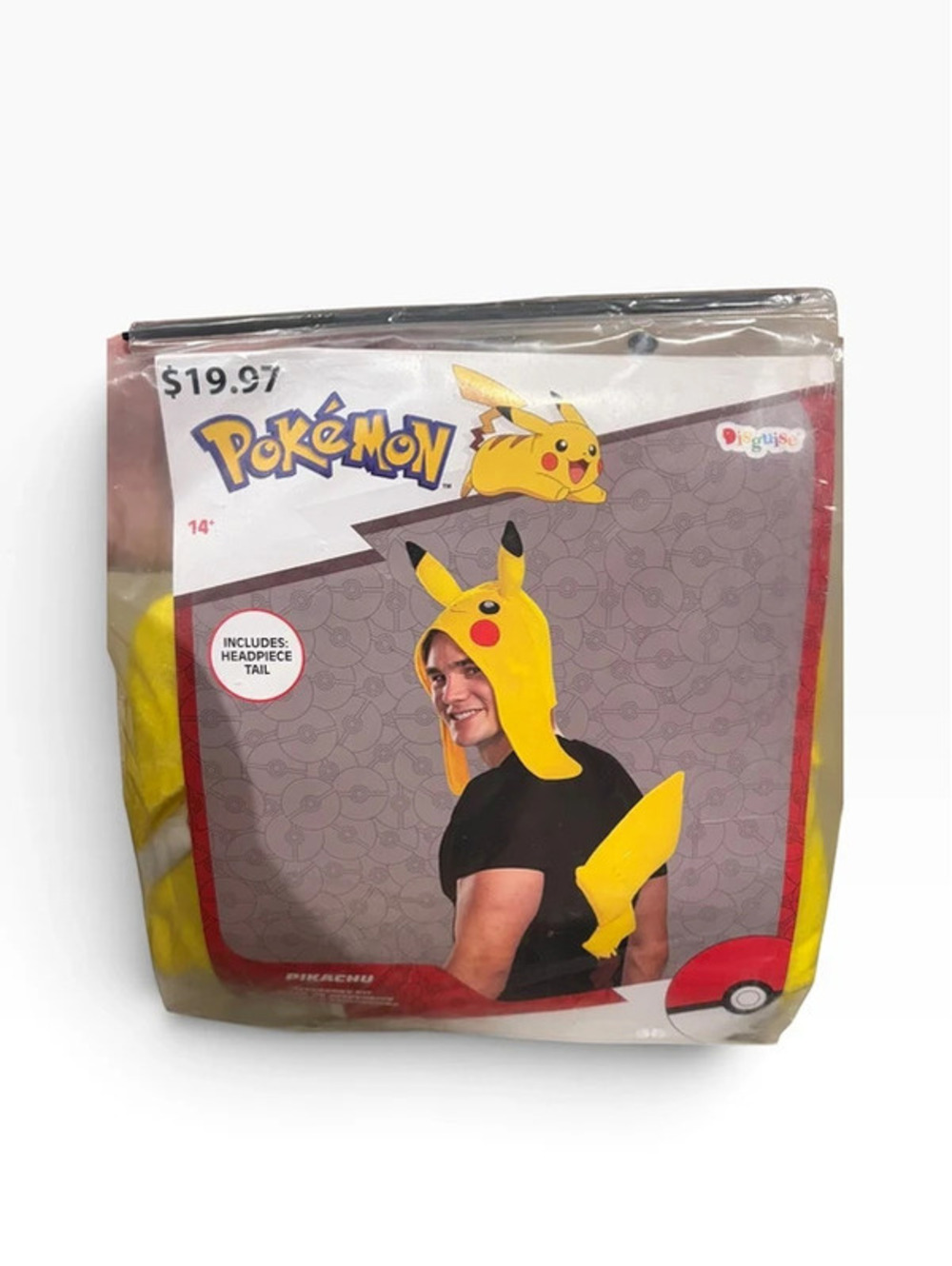 Pokémon Pikachu Adult Costume Headpiece & Tail One Size New